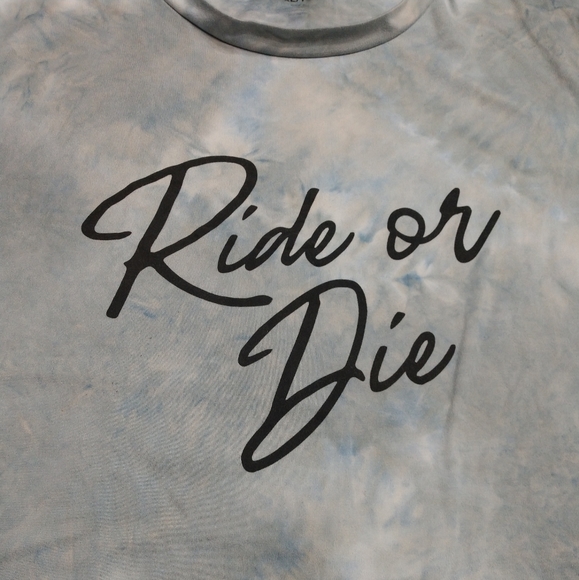 Women's XL Charlotte Russe Ride Or Die Tie Dye Buttery Soft Loose Fir T-shirt Gr - Picture 2 of 6
